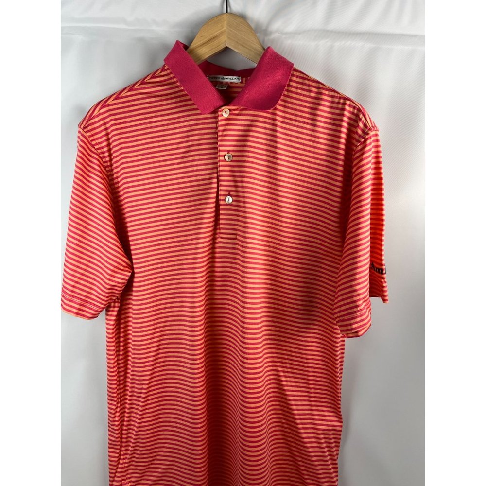 Peter Millar Men's Short Sleeve Striped Polo Shirt MEDIUM